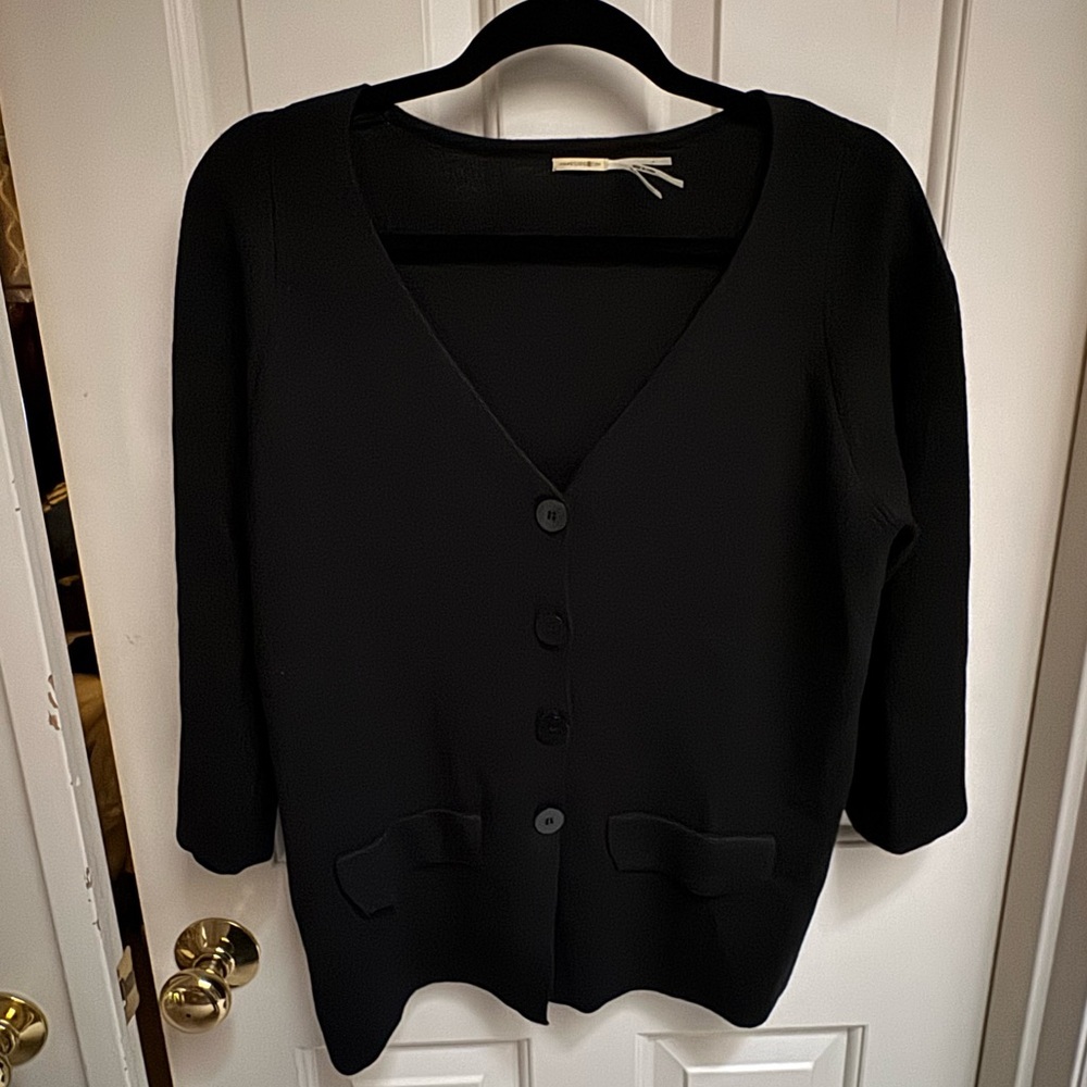Max Studio Black Silk Cardigan Sweater